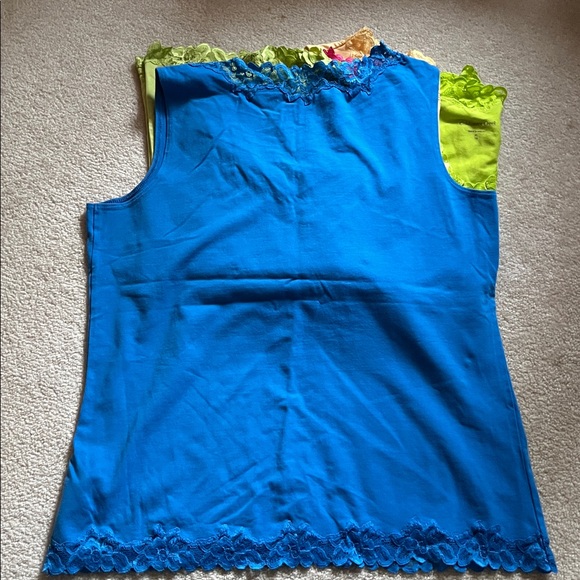 Coldwater Creek xl Colorful Lace Trim Tank Tops - Picture 3 of 4